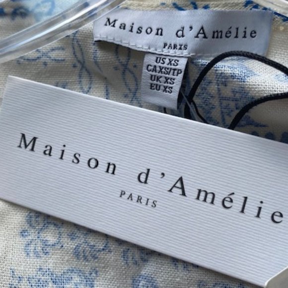 Maison D’Amélie Paris Blue Tile Print WrapTop and Skirt Set Preppy. Coastal - Picture 10 of 13